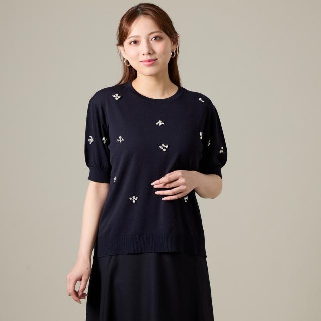 ラ・クープ（LACOUPE）/ビジュー付き大人の華やぎニットプルオーバー