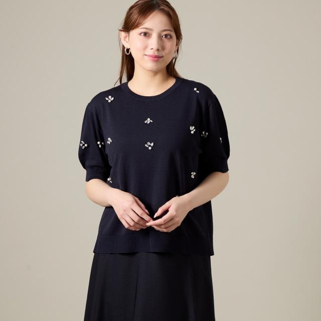ラ・クープ（LACOUPE）/ビジュー付き大人の華やぎニットプルオーバー_4
