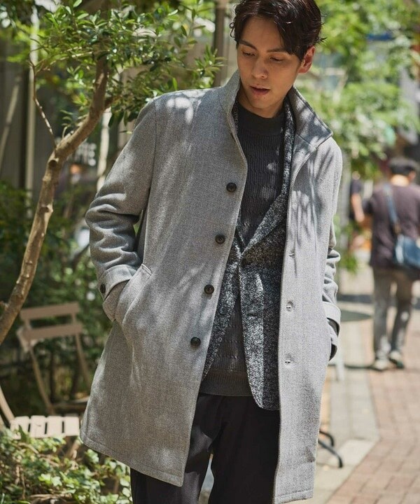 ユニオンステーション（UNION STATION）/ヘリンボンスタンドカラーコート