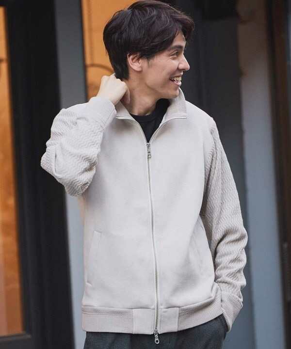 ユニオンステーション（UNION STATION）/フェイクスエード×ニットジップアップ スタンド ブルゾン 7,700円