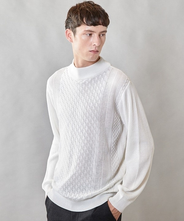 ユニオンステーション（UNION STATION）/【ウォッシャブル素材】モックネックハイゲージ ウール混ニット