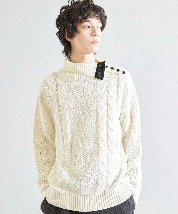 ユニオンステーション（UNION STATION）/【ウォッシャブル素材】ドクターネックケーブルニット