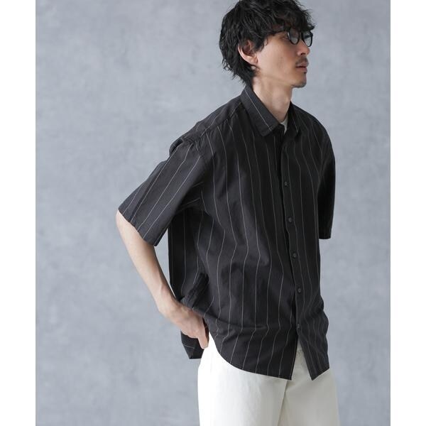 ナノユニバース（NANO universe）/レギュラーカラーコットンリネンストライプシャツの通販は 4,910円