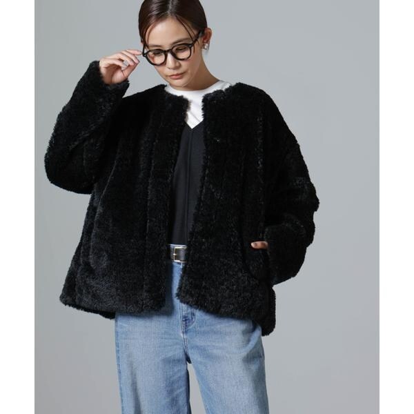 ナノユニバース（NANO universe）/カーリングフェイクファーノーカラーブルゾンの通販は 5,267円