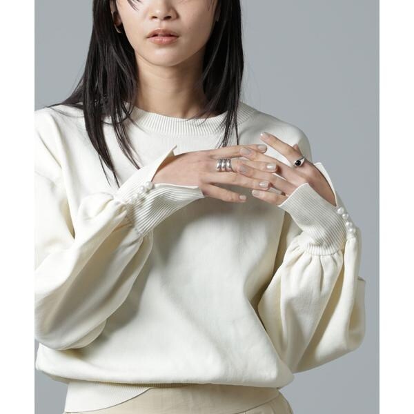 ナノユニバース（NANO universe）/洗濯機洗い可パールスリーブニットトップスの通販は