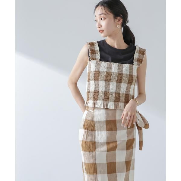 【NEW】ナノユニバース（NANO universe）/RITA ROW／Checkered smocked body topの通販は 13,460円