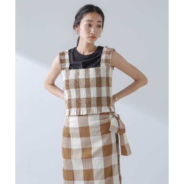 ナノユニバース（NANO universe）/RITA ROW／Checkered smocked body top_1