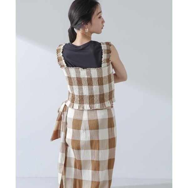 ナノユニバース（NANO universe）/RITA ROW／Checkered smocked body top_2