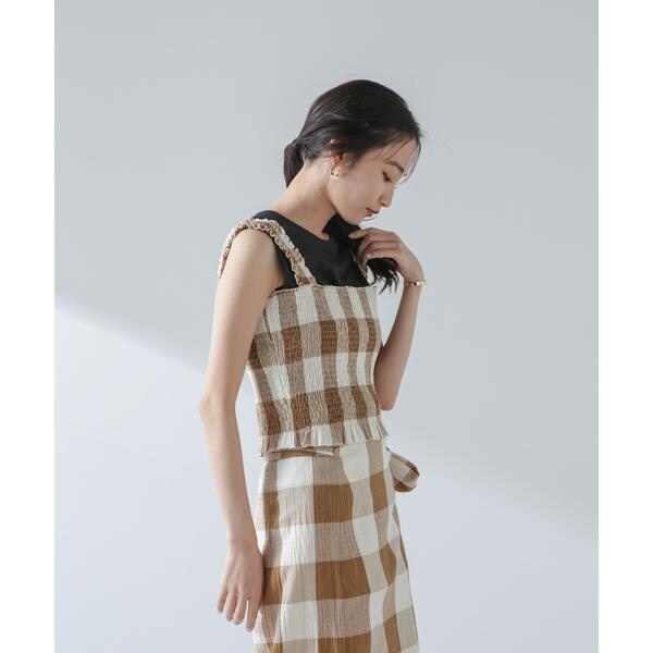 ナノユニバース（NANO universe）/RITA ROW／Checkered smocked body top_3