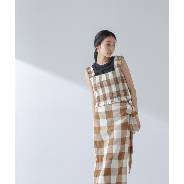 ナノユニバース（NANO universe）/RITA ROW／Checkered smocked body top_6