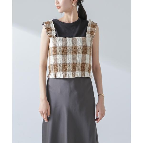 ナノユニバース（NANO universe）/RITA ROW／Checkered smocked body top_8