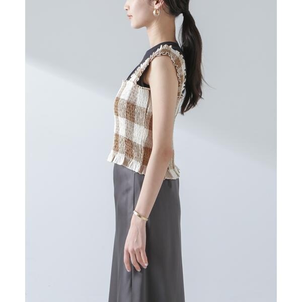 ナノユニバース（NANO universe）/RITA ROW／Checkered smocked body top_9