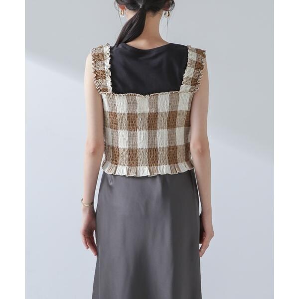 ナノユニバース（NANO universe）/RITA ROW／Checkered smocked body top_10