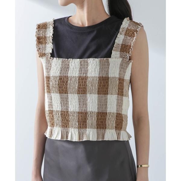 ナノユニバース（NANO universe）/RITA ROW／Checkered smocked body top_11