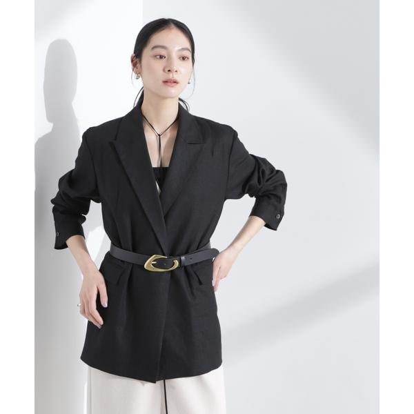 ナノユニバース（NANO universe）/リネン混ボタンレスジャケット(セットアップ可)