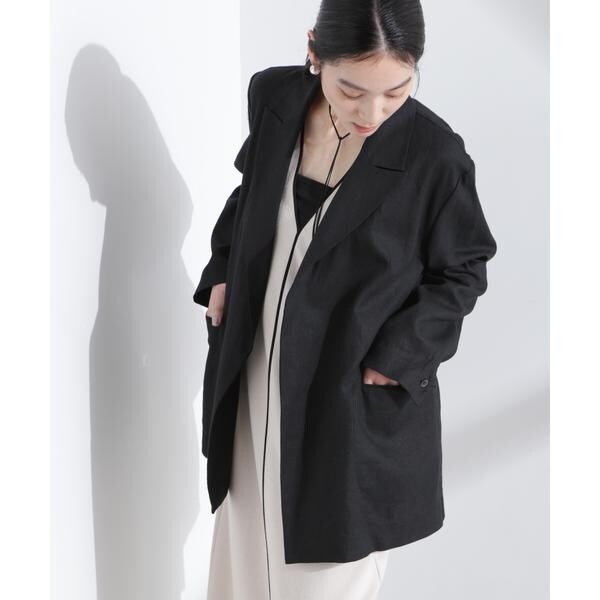 ナノユニバース ナノユニバース（NANO universe）/リネン混ボタンレスジャケット