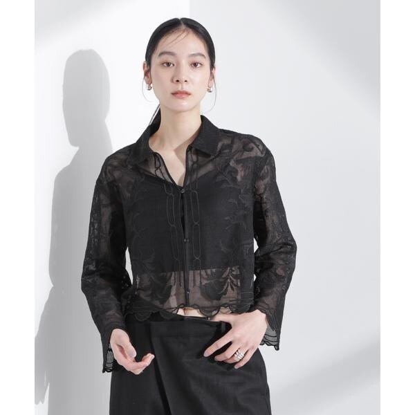 ナノユニバース（NANO universe）/モチーフ刺繍レースシャツ