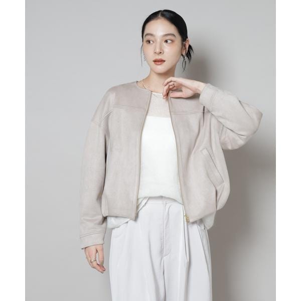 ナノユニバース（NANO universe）/フェイクスエードボンディングノーカラーブルゾン