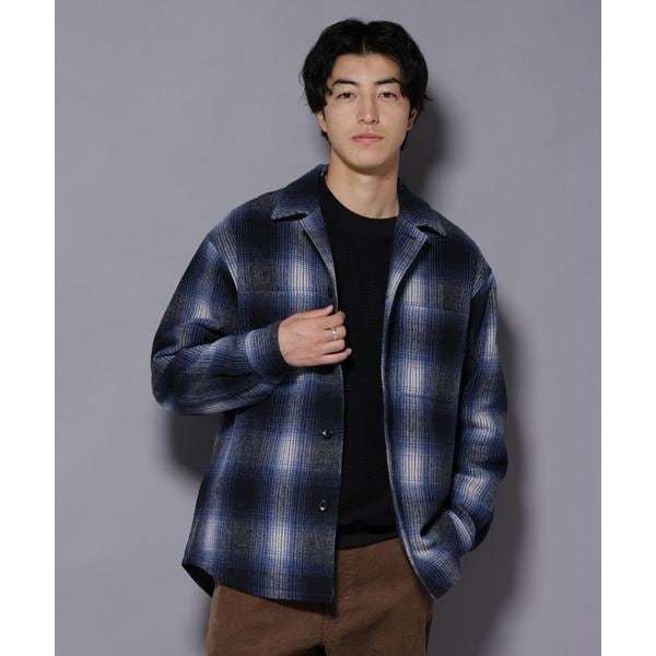 ナノユニバース（NANO universe）/テックメルトンチェックシャツブルゾン