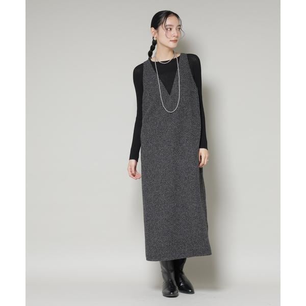 ナノユニバース（NANO universe）/ツイードIラインワンピース×シアーリブニットセット