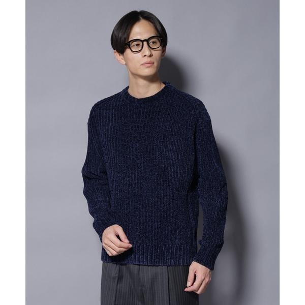 ナノユニバース（NANO universe）/ローゲージ ベロアモール クルーネックニット