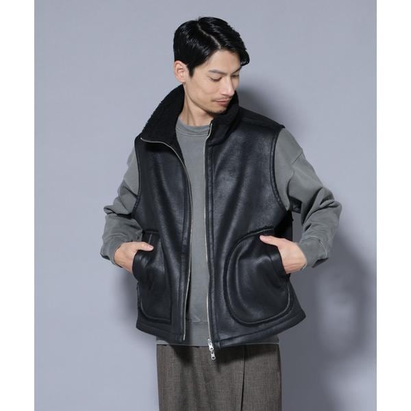 ナノユニバース（NANO universe）/クラックフェイクムートンリバーシブルベスト