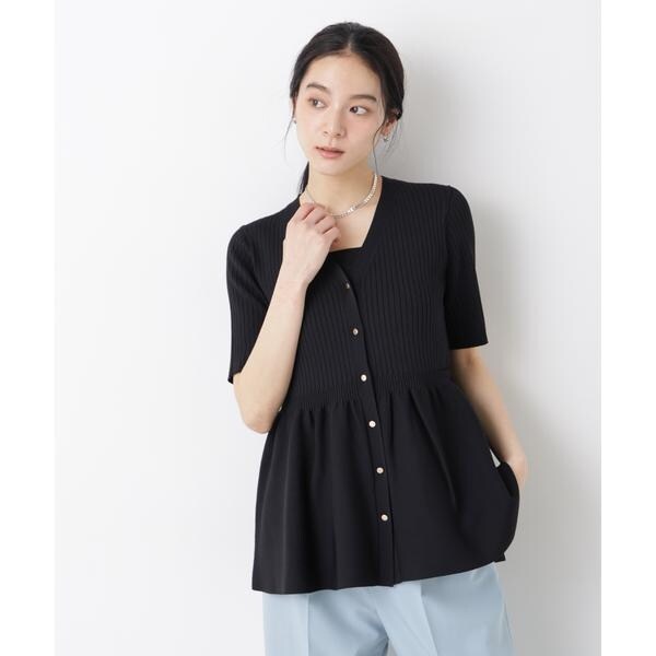 ナノユニバース（NANO universe）/SUMMER VEIL KNIT ペプラムニットカーディガン
