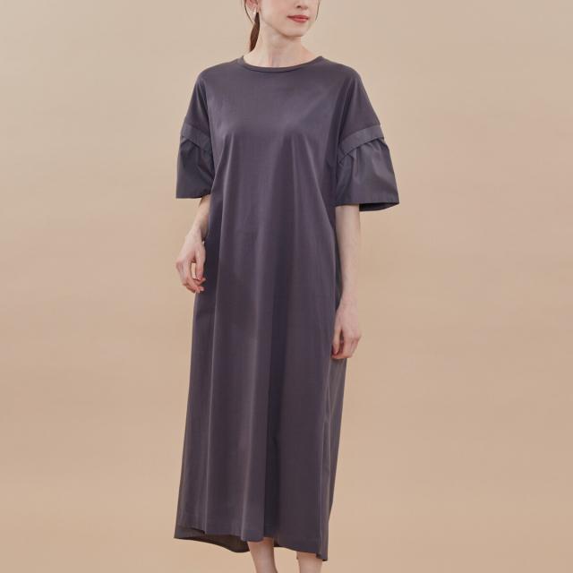 アル・ディ・ラ（AL DI LA）/【洗える】ボリュームスリーブゆったりワンピース