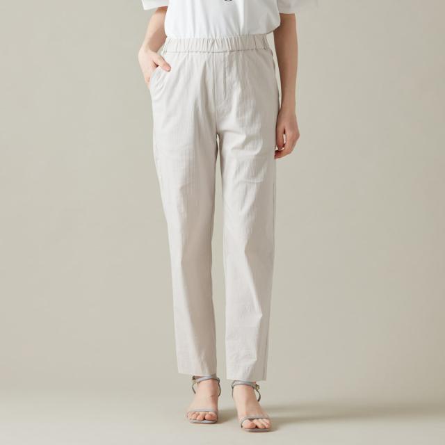 アル・ディ・ラ（AL DI LA）/[ イージーケア ] ストライプ柄ストレッチテーパードパンツ