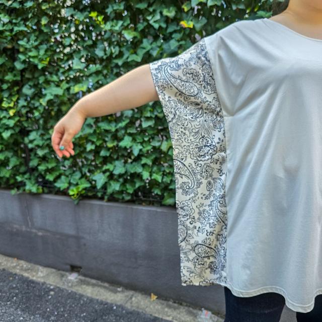 アル・ディ・ラ（AL DI LA）/[ 洗える ] ゆったりシルエット切り替え柄チュニック アル・ディ・ラ（AL DI LA）/[ 洗える ] ゆったりシルエット切り替え柄