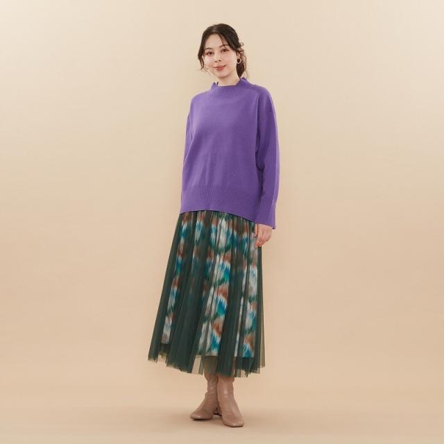 アル・ディ・ラ（AL DI LA）/チュール重ね幾何学柄スカート　ウエスト総ゴム アル・ディ・ラ（AL DI LA）/チュール重ね幾何学柄スカート ウエスト総