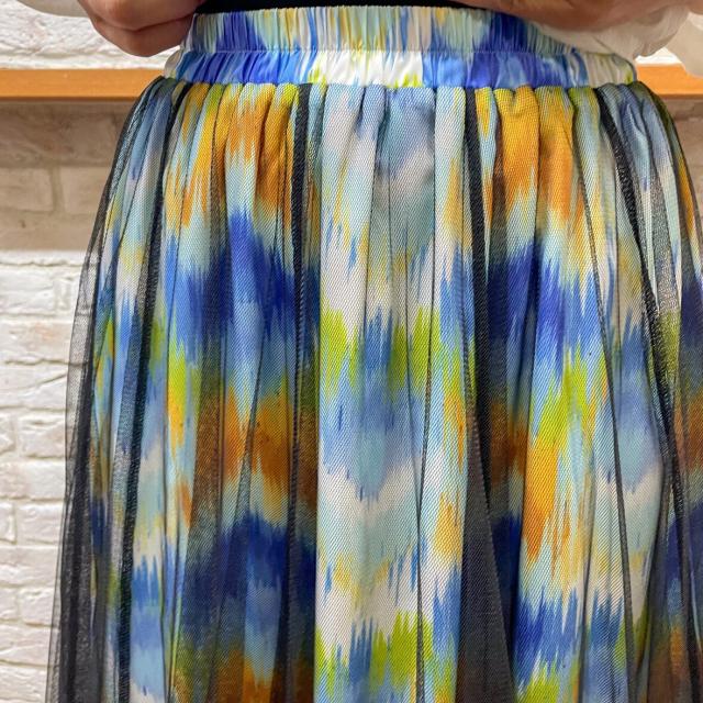 アル・ディ・ラ（AL DI LA）/チュール重ね幾何学柄スカート ウエスト総