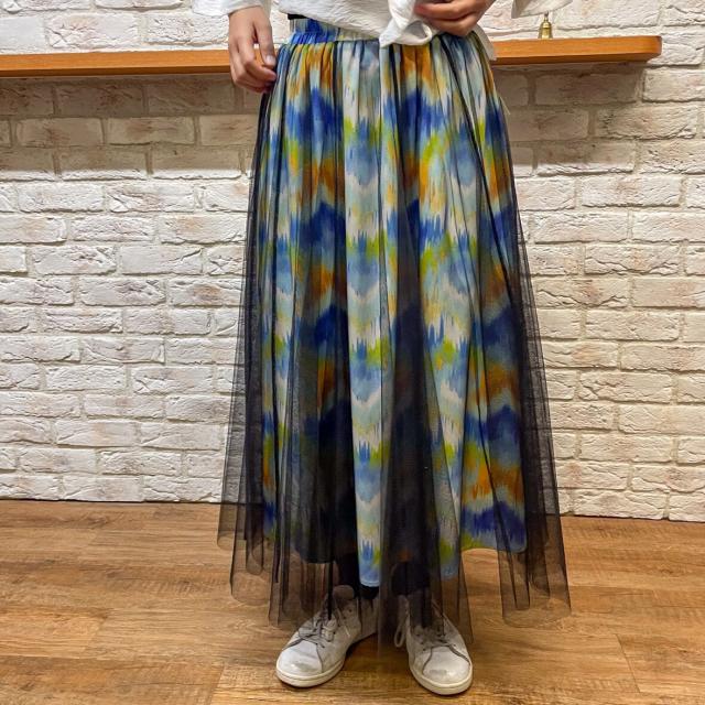 アル・ディ・ラ（AL DI LA）/チュール重ね幾何学柄スカート ウエスト総