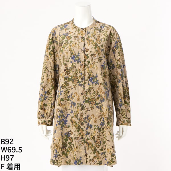 アル・ディ・ラ（AL DI LA）/「洗える」花柄コーデュロイシャツチュニック