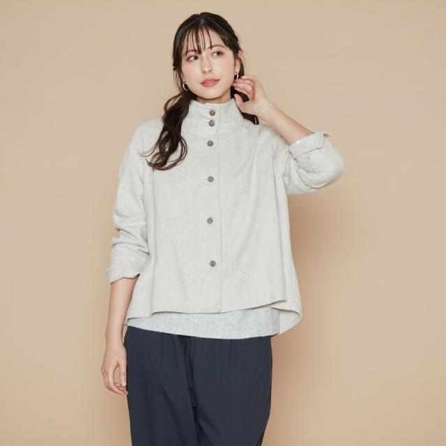 アル・ディ・ラ（AL DI LA）/「洗える」コットンツイード スタンドカラージャケット