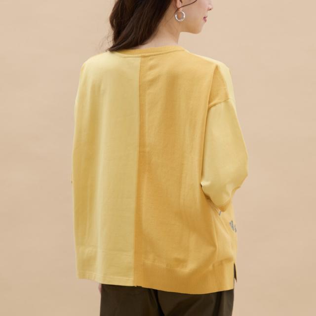 アル・ディ・ラ（AL DI LA）/パッチワーク刺繍入りサマーニット アル・ディ・ラ（AL DI LA）/パッチワーク刺繍入りサマーニット