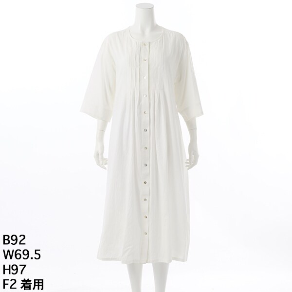 アル・ディ・ラ（AL DI LA）/タックロング8分袖ワンピース