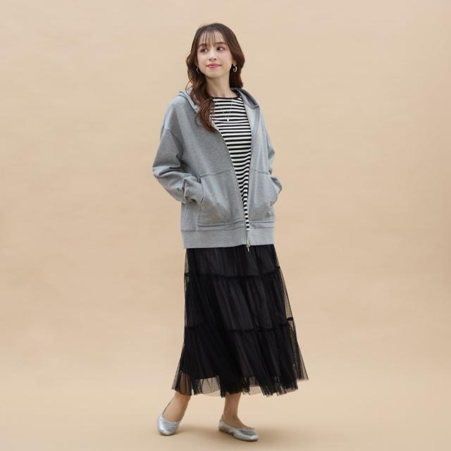 アル・ディ・ラ（AL DI LA）/ロゴ刺繍入りパーカー フロントファスナー