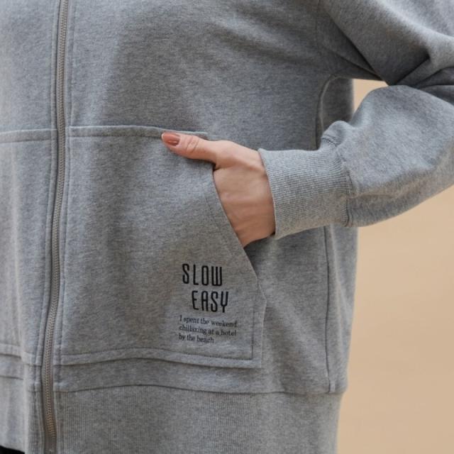 アル・ディ・ラ（AL DI LA）/ロゴ刺繍入りパーカー フロントファスナー