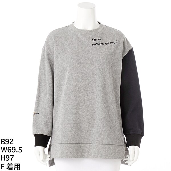 アル・ディ・ラ（AL DI LA）/裏毛刺繍入りロング丈トレーナー 　綿100 アル・ディ・ラ（AL DI LA）/裏毛刺繍入りロング丈トレーナー 綿100