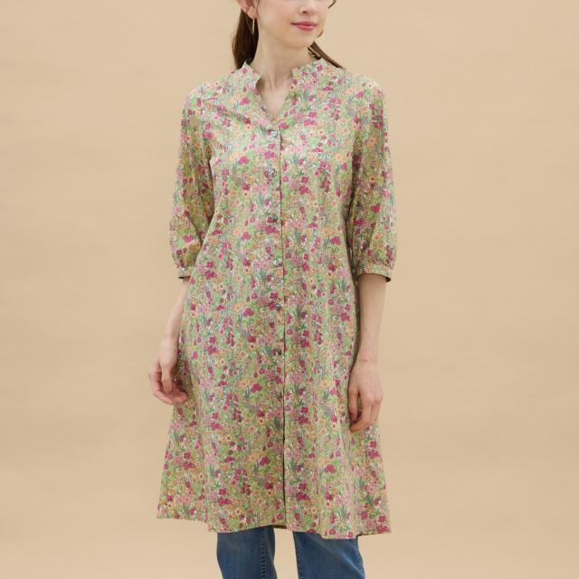 アル・ディ・ラ（AL DI LA）/【洗える】オーガニックコットン花柄前開きチュニック