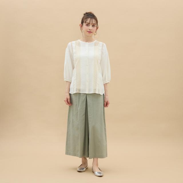 アル・ディ・ラ（AL DI LA）/【洗える】【麻混】タックキュロット極太