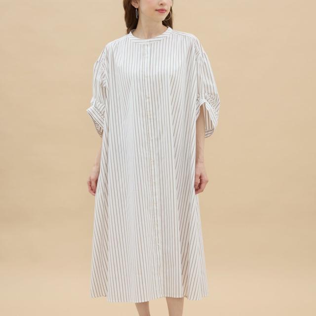 アル・ディ・ラ（AL DI LA）/【洗える】ストライプハーフスリーブゆったりワンピース