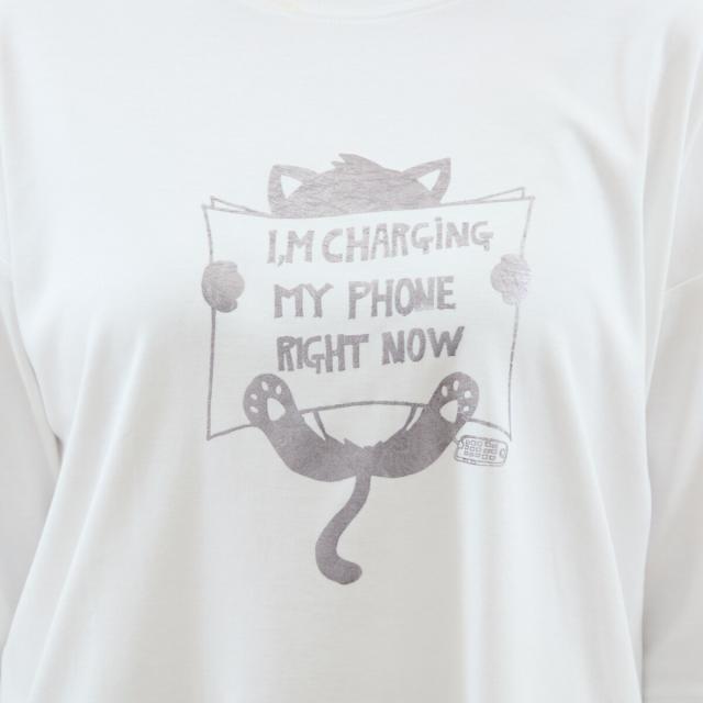 アル・ディ・ラ（AL DI LA）/【洗える】箔プリント猫Tシャツ アル・ディ・ラ（AL DI LA）/【洗える】箔プリント猫Tシャツ