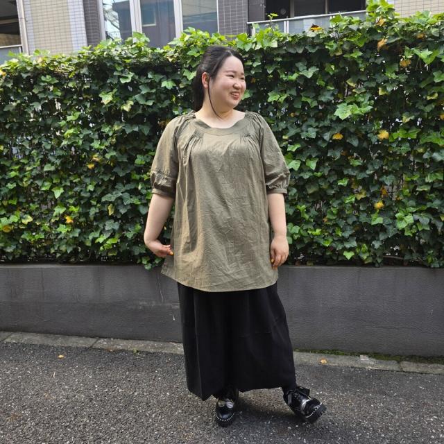 アル・ディ・ラ（AL DI LA）/【綿100】襟ギャザーピンタックゆったりチュニック アル・ディ・ラ（AL DI LA）/【綿100】襟ギャザーピンタックゆったり