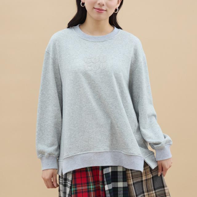 アル・ディ・ラ（AL DI LA）/【洗える】”COUCOU” ロゴビジュー裏毛プルオーバー