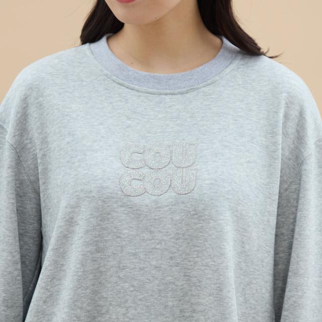 アル・ディ・ラ（AL DI LA）/【洗える】”COUCOU” ロゴビジュー裏毛プルオーバー