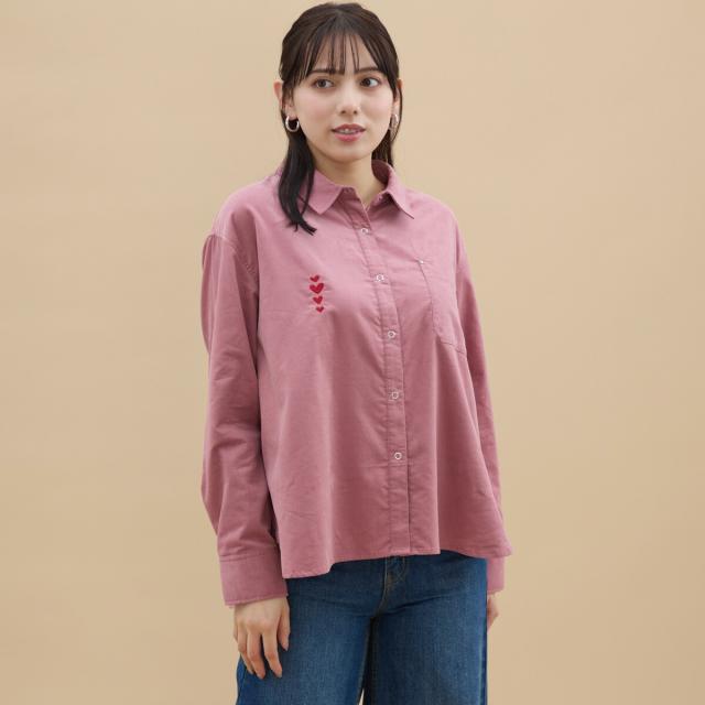 アル・ディ・ラ（AL DI LA）/【洗える】ハート刺繍コーデュロイブラウス