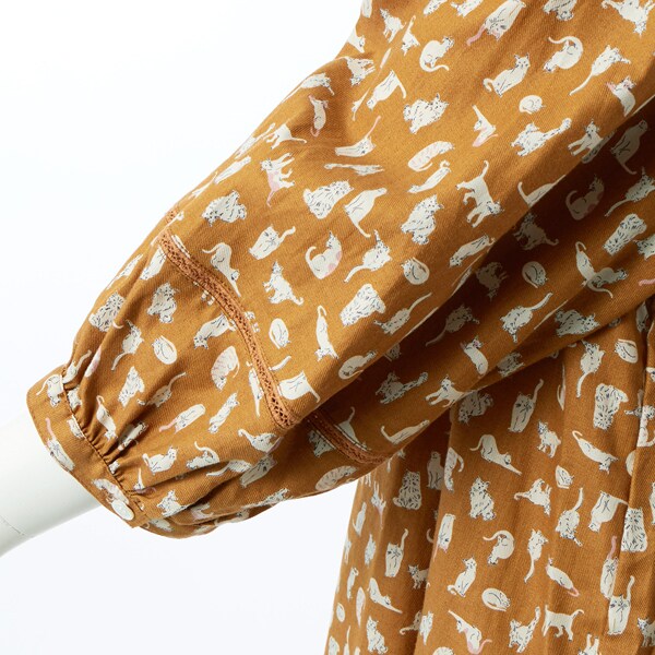 NEW】アル・ディ・ラ（AL DI LA）/猫柄ピンタックスクエアネックチュニック