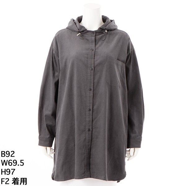 アル・ディ・ラ（AL DI LA）/コーデュロイフード付ロングシャツ NEW】アル・ディ・ラ（AL DI LA）/コーデュロイフード付ロングシャツ